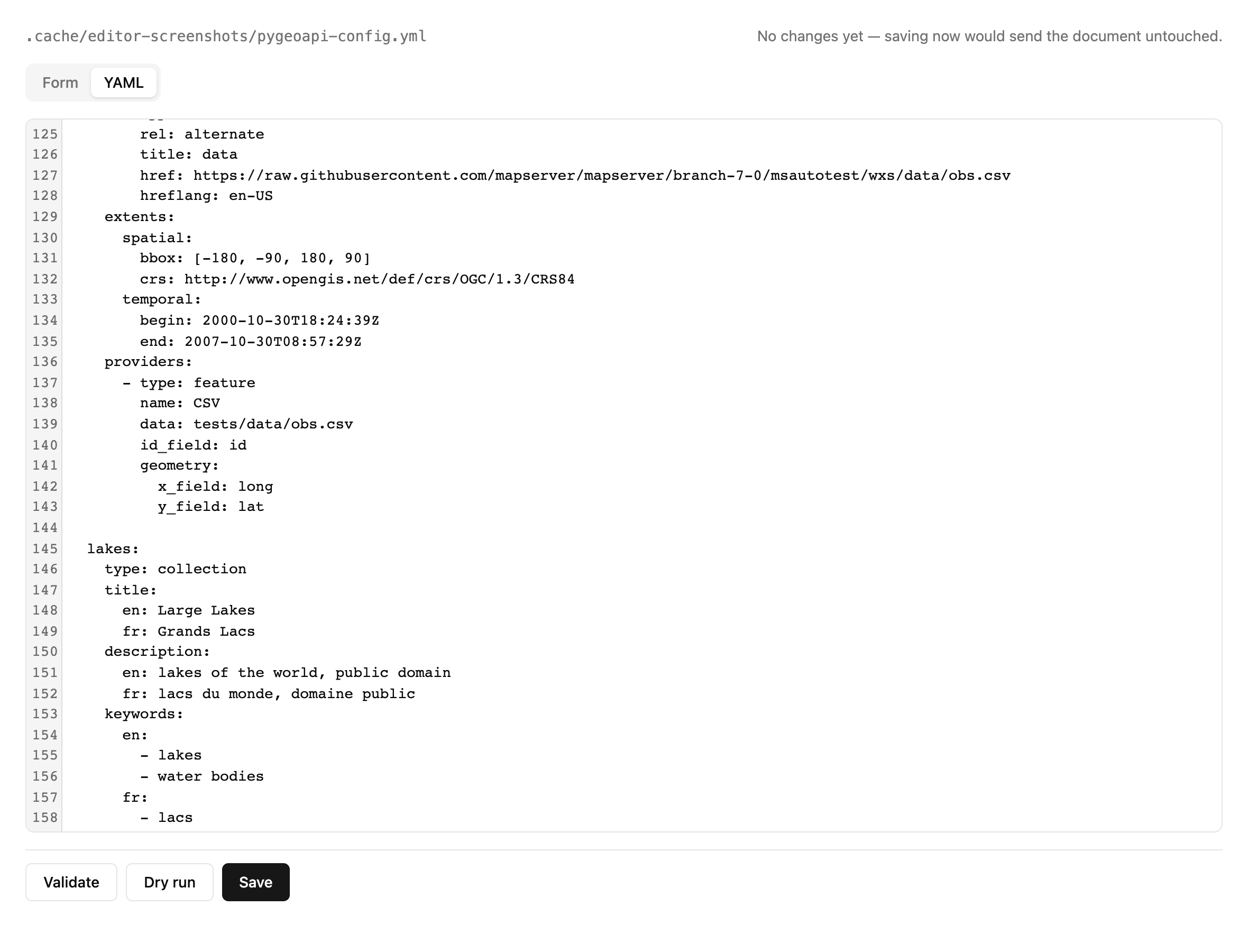 The YAML tab: the same document as text, scrolled to the resources